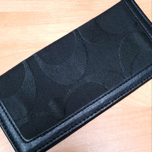 Coach Bags Coach Signature Canvas Checkbook Cover Black Poshmark